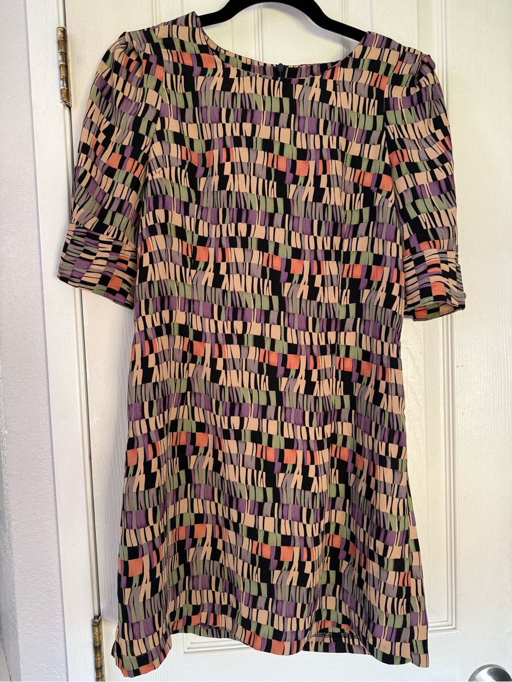 Miu Miu Multi-Color Geometric Short Sleeve Shift Dress